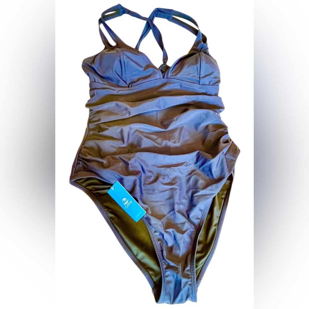 NEW Cupshe Navy One-Piece Swim Suit with Double-Strap Detail Size XL - Picture 3 of 5